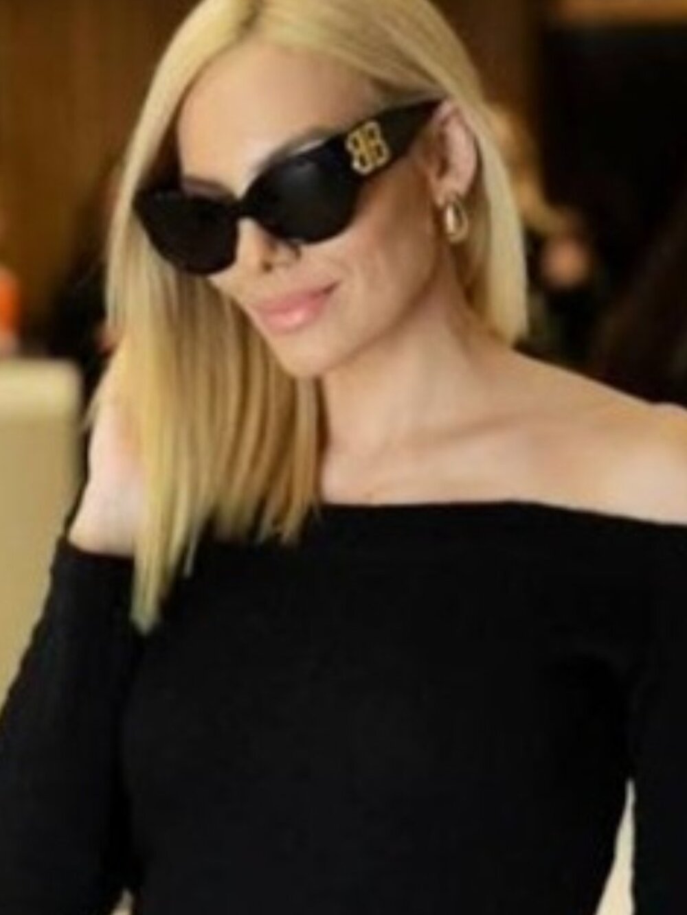 Balenciaga BB0322S 002 Sunglasses Black Butterfly Frame, Grey Lenses